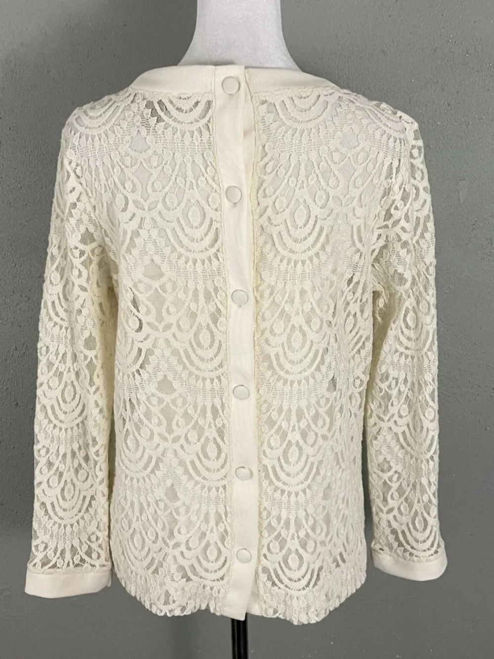 Banana Republic Ivory Crochet Lace Long Sleeve Top